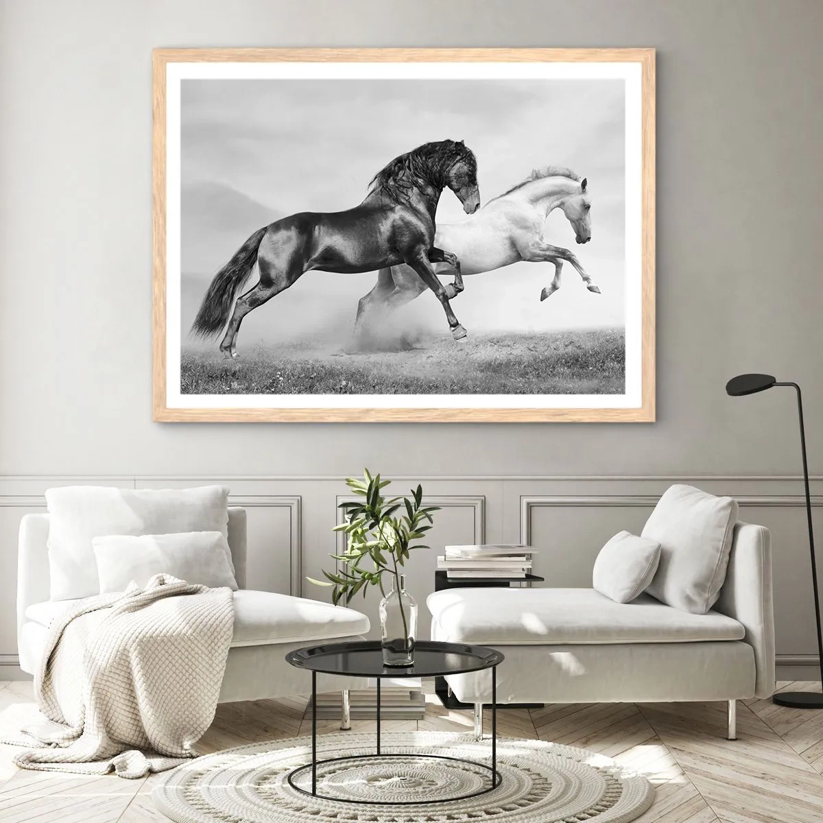 Poster în ramă de stejar deschis - Îngeri și demoni - 100x70 cm