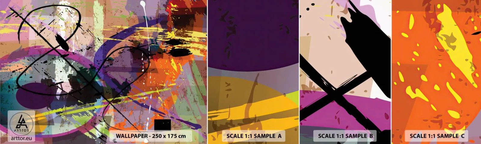 Mostră tapet autocolant Deluxe Sticker - Poate fi drept sau de jur împrejur - Abstracția, Bucată, Model modern - 100x30 cm