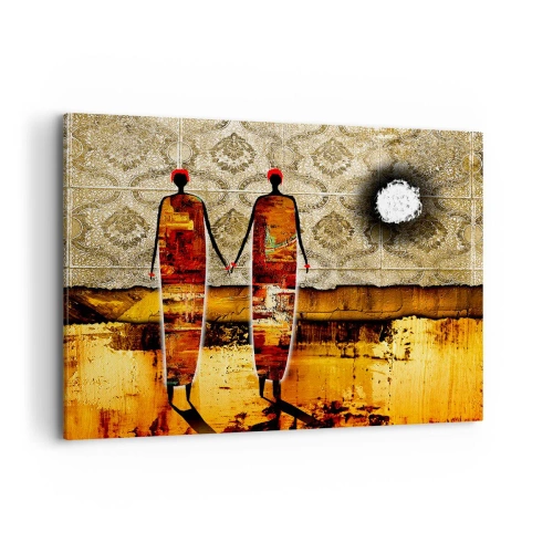 Tablou pe pânză - Compoziție etnică în culorile Africii - 120x80 cm