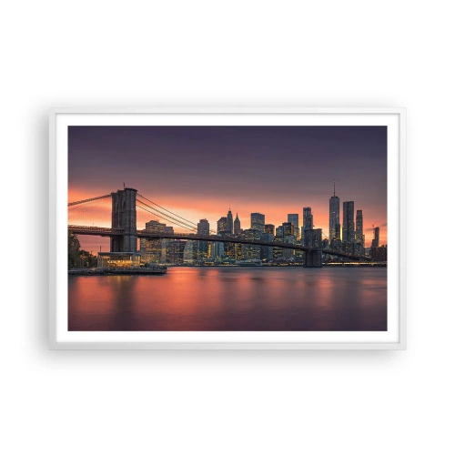 Poster în ramă albă - Scufundate în tăcerea liliachie - 91x61 cm