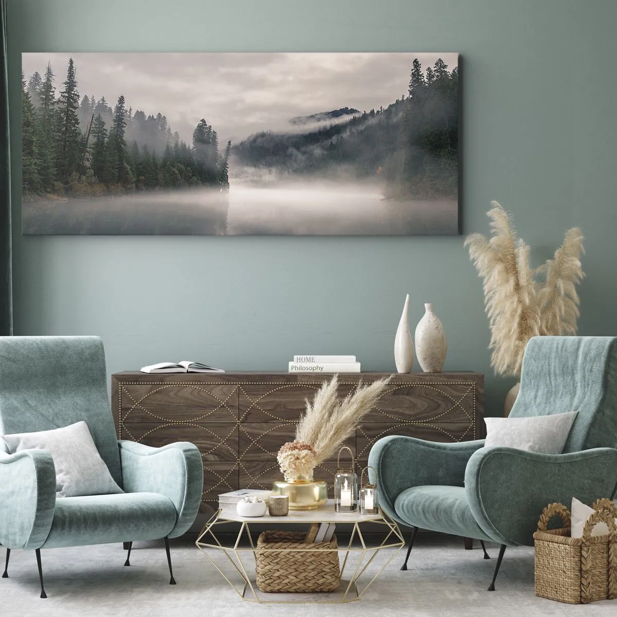 Tablou pe pânză - În reverie, în ceață - 100x40 cm