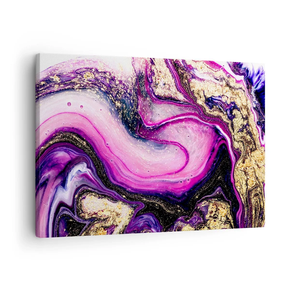 Tablou pe pânză Canvas - Valuri abstracte în nuanțe de violet și auriu - 70x50cm - Un moment în culise - Decorațiune modernă pentru perete pentru living și dormitor ARTTOR