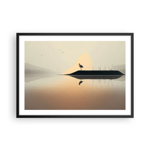 Poster în ramă neagră - Domn pe lac - 70x50 cm