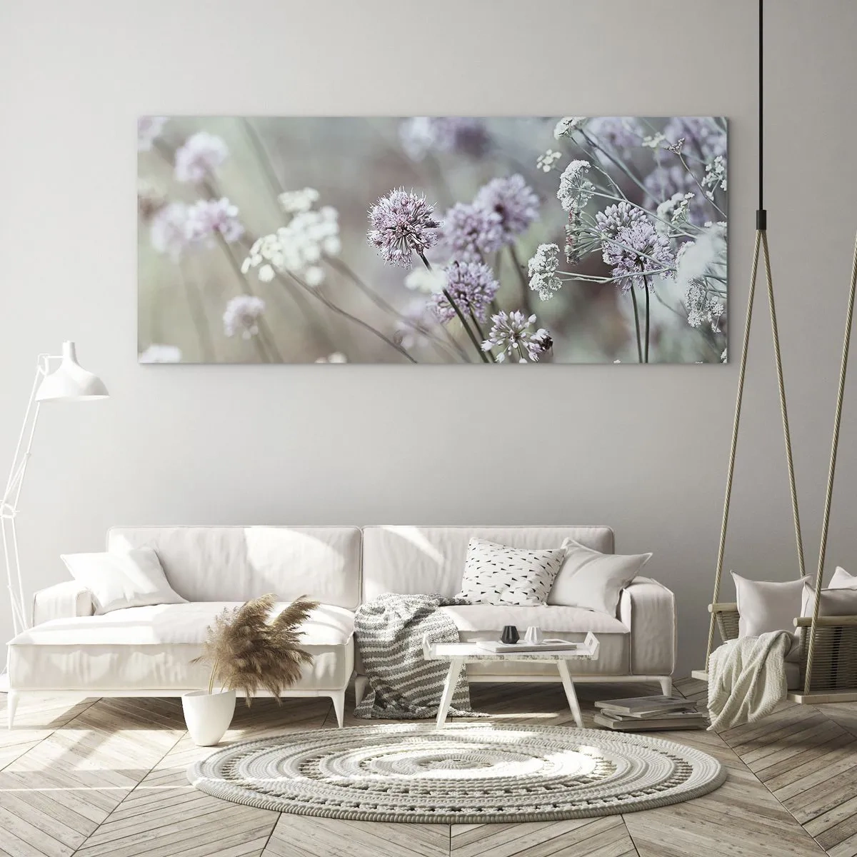 Tablou pe sticlă - Ierburi dulci filigranate - 100x40 cm