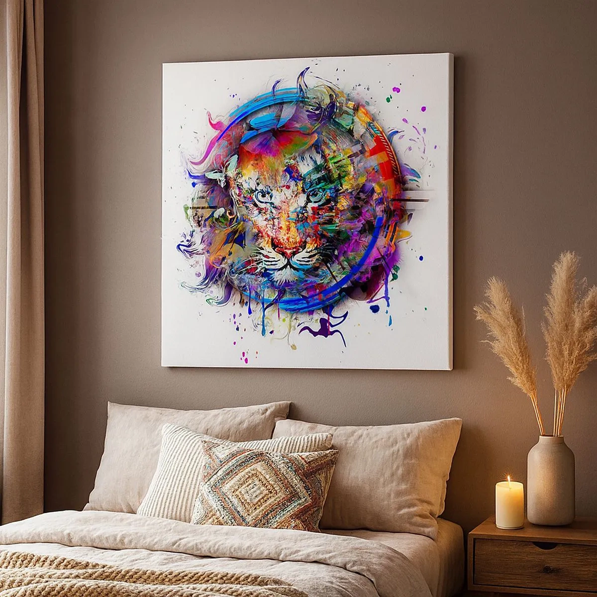 Tablou pe pânză - Ascunzându-se în spatele voalului curcubeu - 30x30 cm