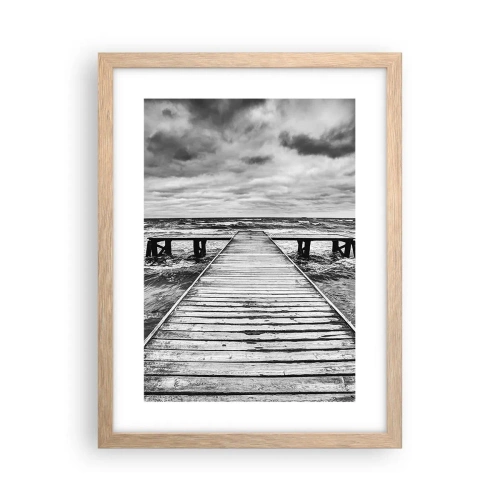 Poster în ramă de stejar deschis - Aștept ca vântul să fugărească... - 30x40 cm