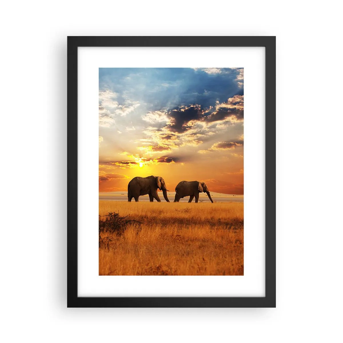 Poster în ramă neagră - Plimbare în familie - 30x40 cm