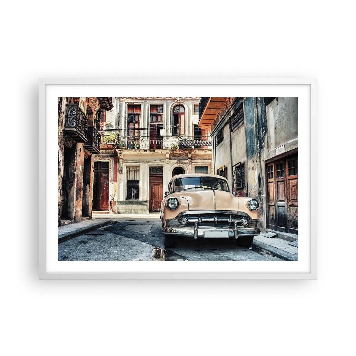 Poster în ramă albă - O siestă în Havana - 70x50 cm