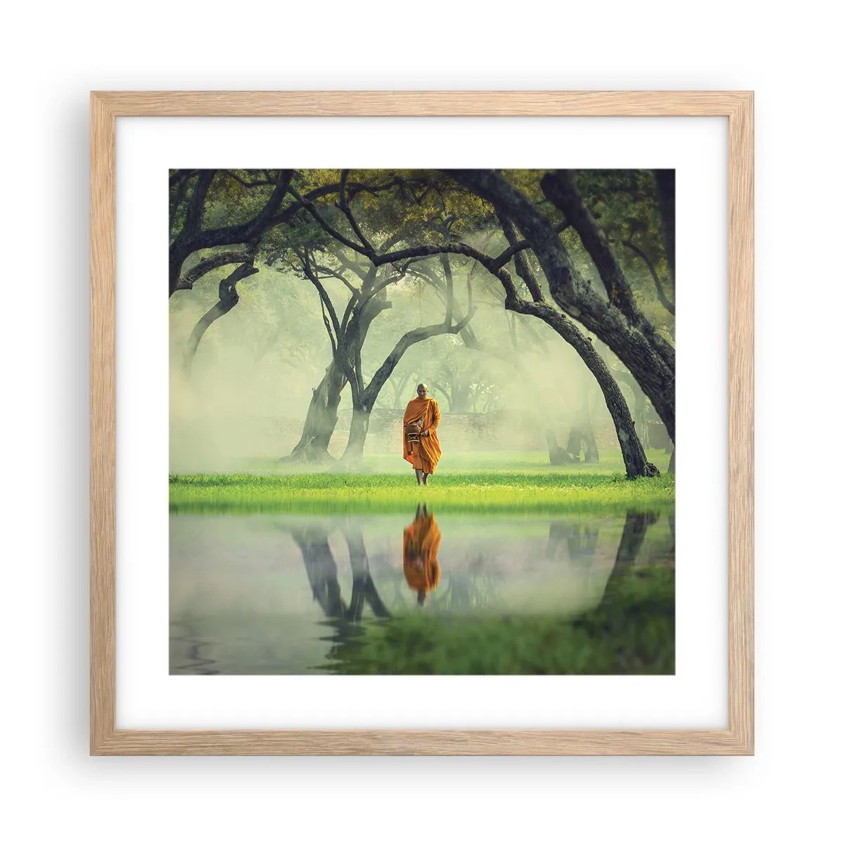 Poster în ramă de stejar deschis - Pe drumul spre iluminare - 40x40 cm