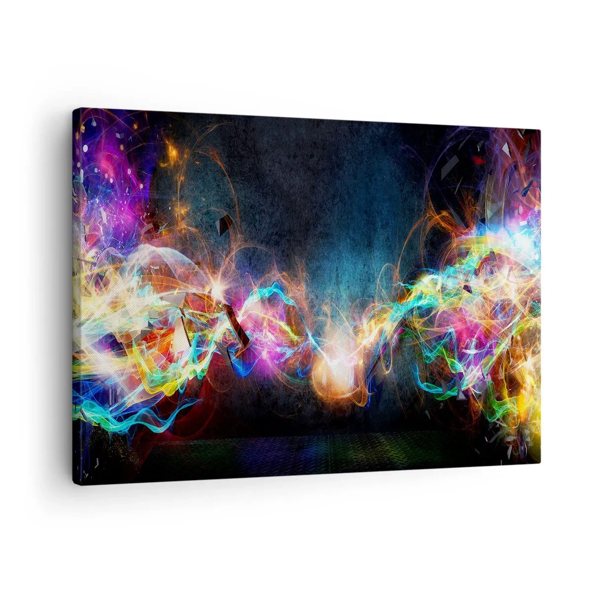 Tablou pe pânză Canvas - Sclipiri colorate de lumină într-o compoziție abstractă - 70x50cm - Cu bucurie împotriva întunericului - Decorațiune modernă pentru perete pentru living și dormitor ARTTOR