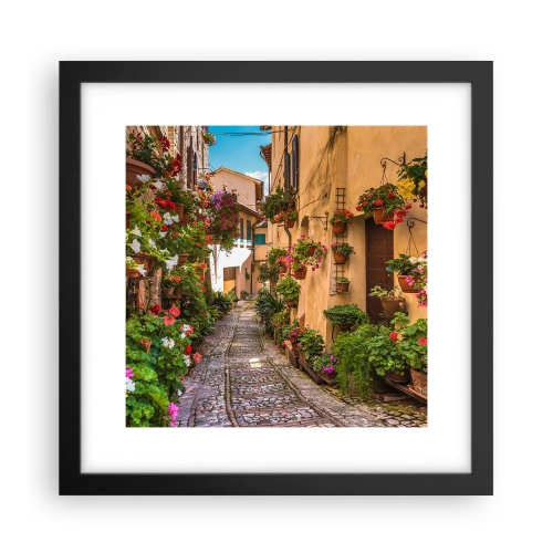 Poster în ramă neagră - Străduță italiană - 30x30 cm
