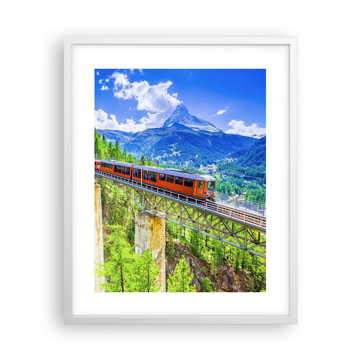 Poster în ramă albă - Calea ferată din Alpi - 40x50 cm