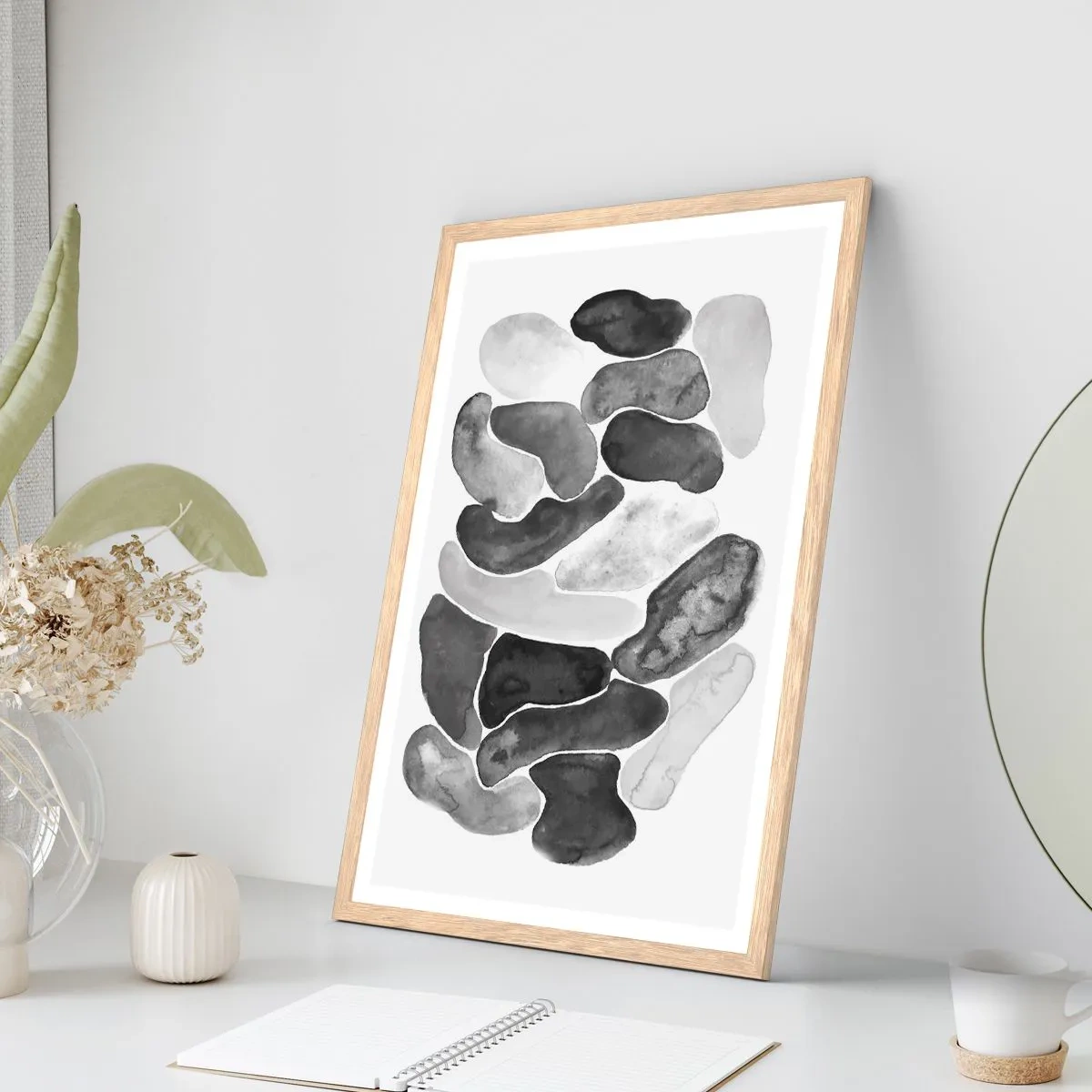 Poster în ramă de stejar deschis - Abstracție pietroasă - 50x70 cm