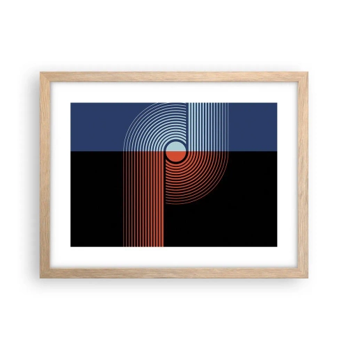 Poster în ramă de stejar deschis - Într-o îmbrăţişare geometrică - 40x30 cm
