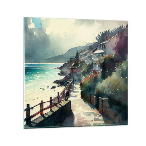 Tablou pe sticlă - Orășel mediteraneean - 40x40 cm