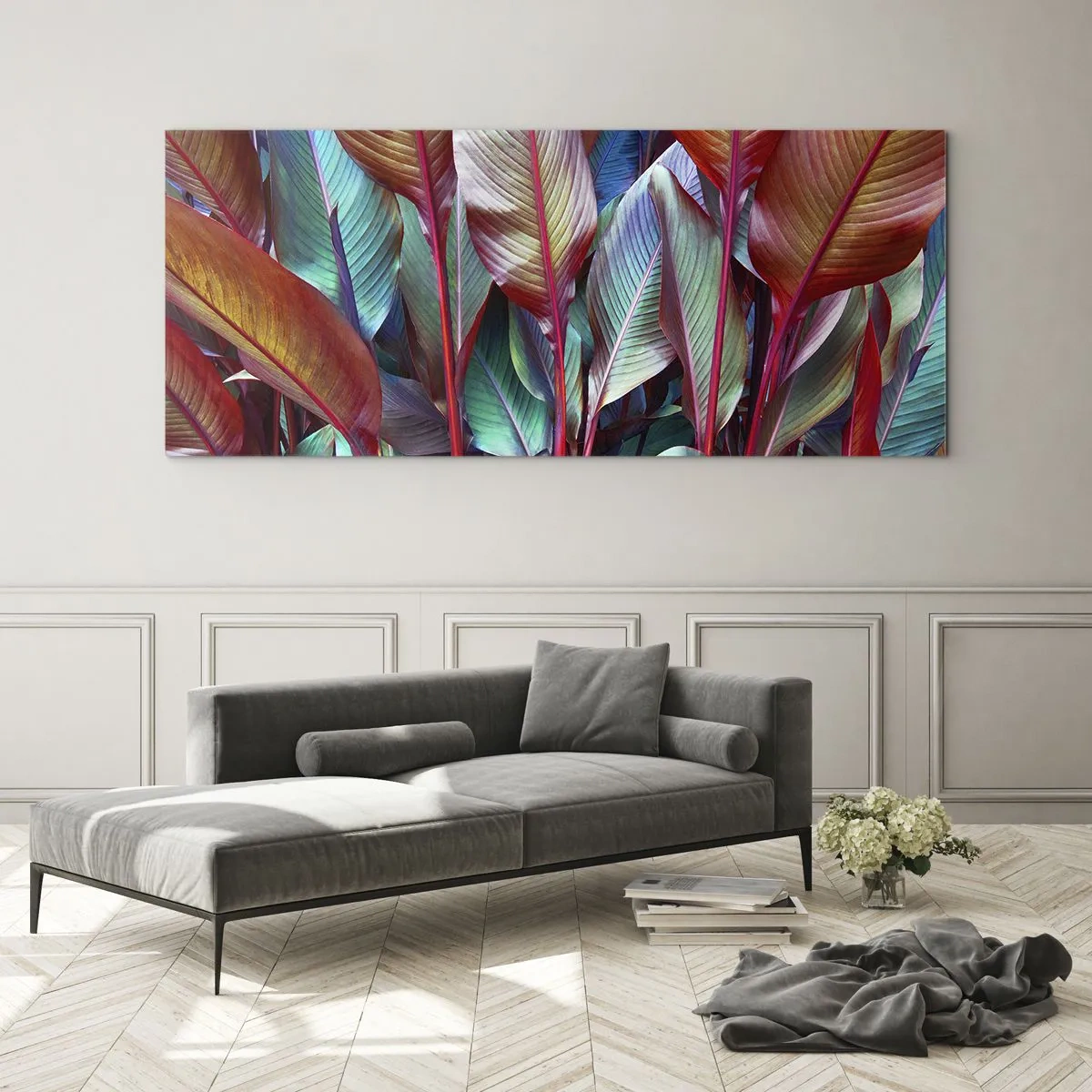 Tablou pe sticlă - Tufiș colorat - 140x50 cm