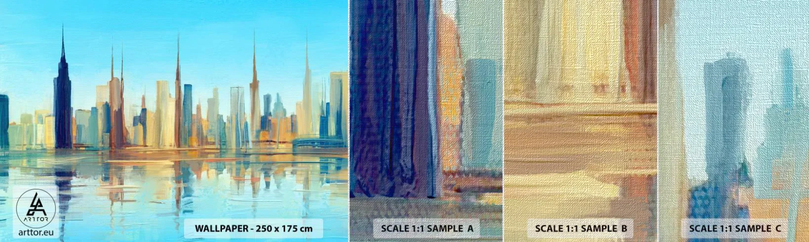 Mostră tapet Premium Canvas - Metropola însorită - Oraș, Arhitectură, Bucată - 100x30 cm