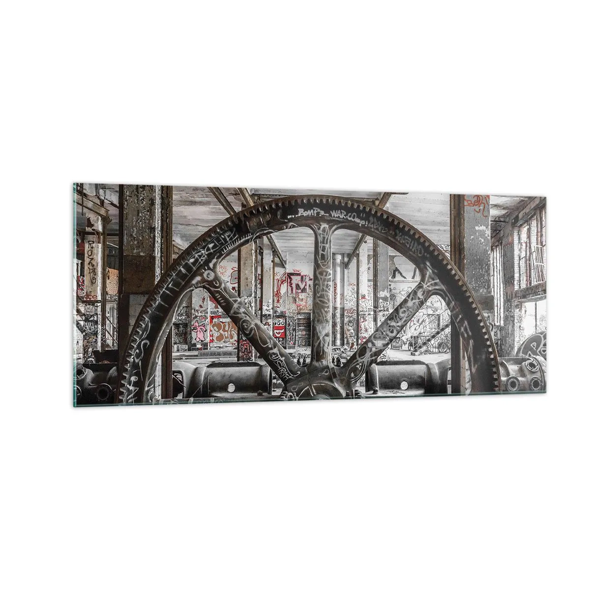 Tablou pe sticlă - Viața secretă a unei fabrici - 100x40 cm