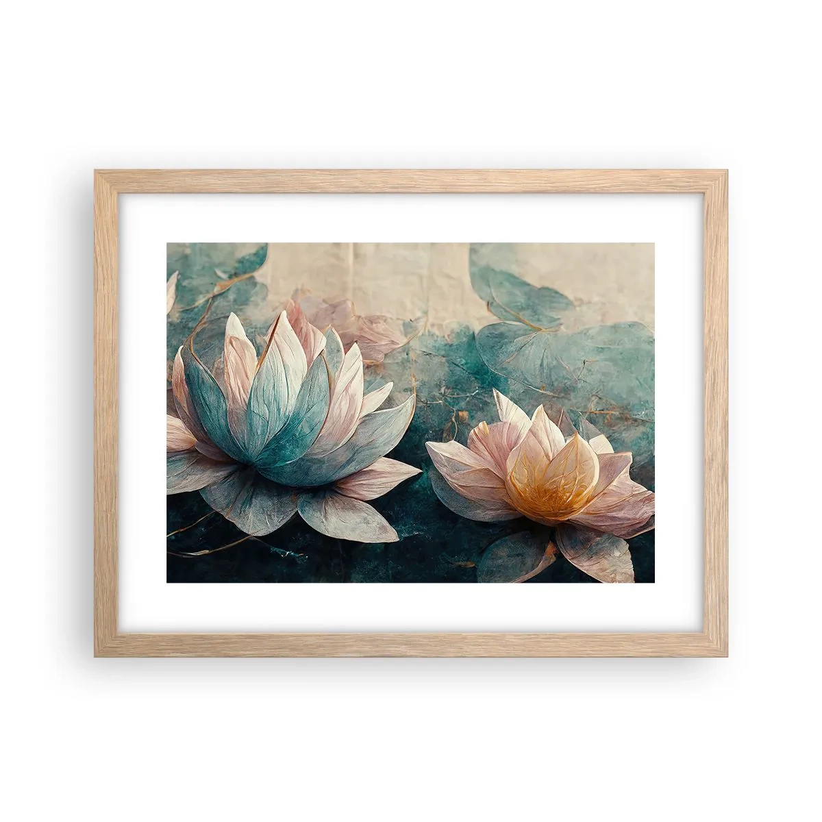 Poster în ramă de stejar deschis - Stele de lac - 40x30 cm