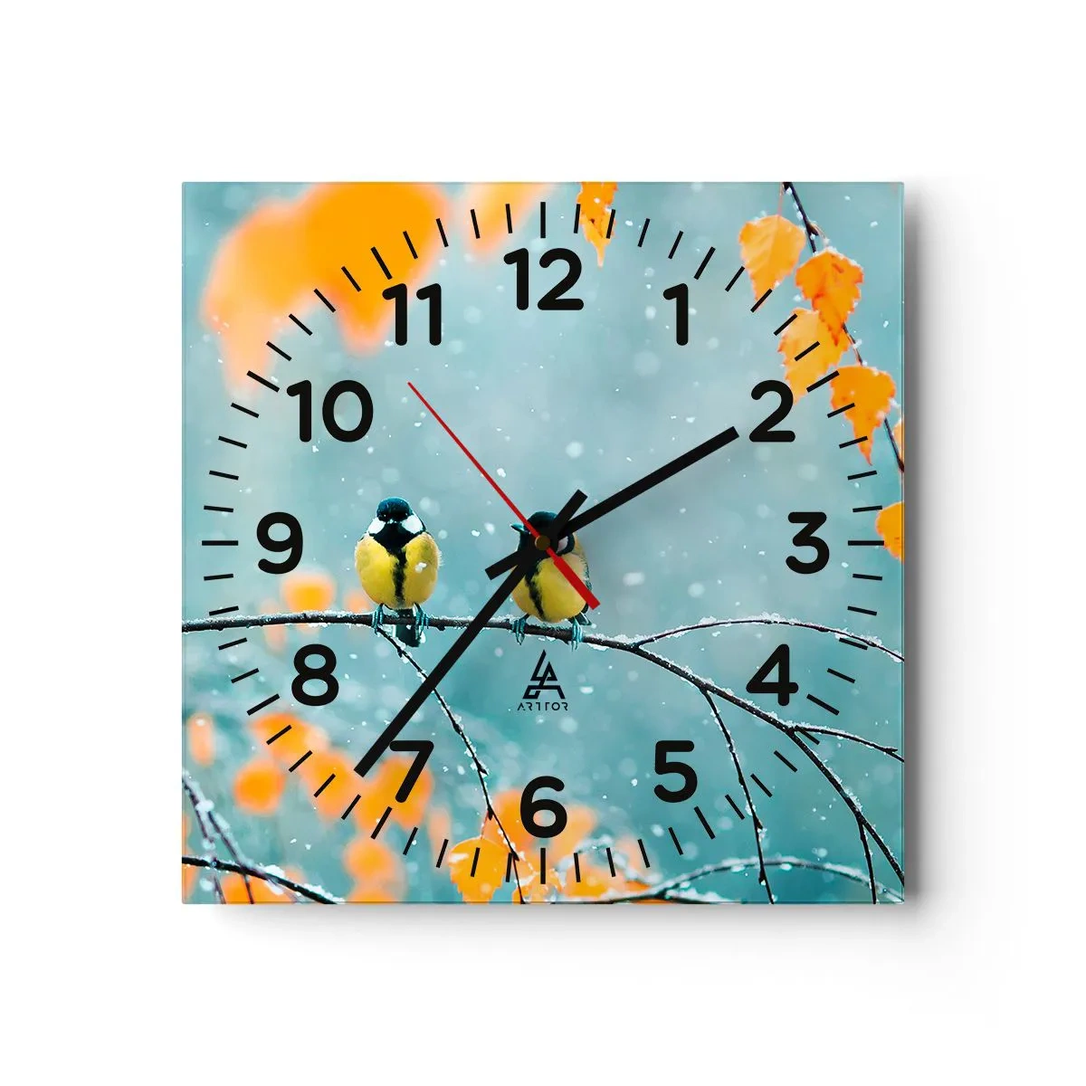 Ceas de perete - Ceas pe sticlă - Bârfele păsărilor - 30x30 cm