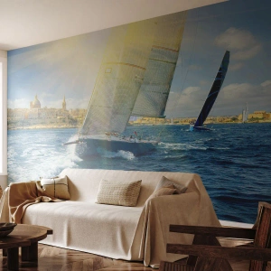 Tapet Premium Canvas - E timpul să părăsim orașul - Oraș, Mare, Iaht - 400x280 cm