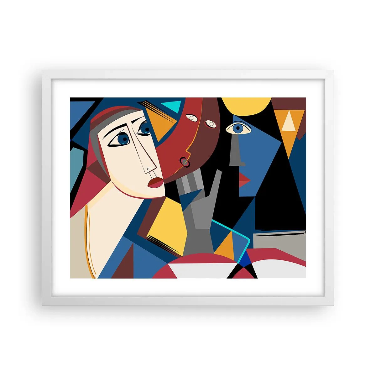 Poster în ramă albă - Discuția cubiștilor - 50x40 cm