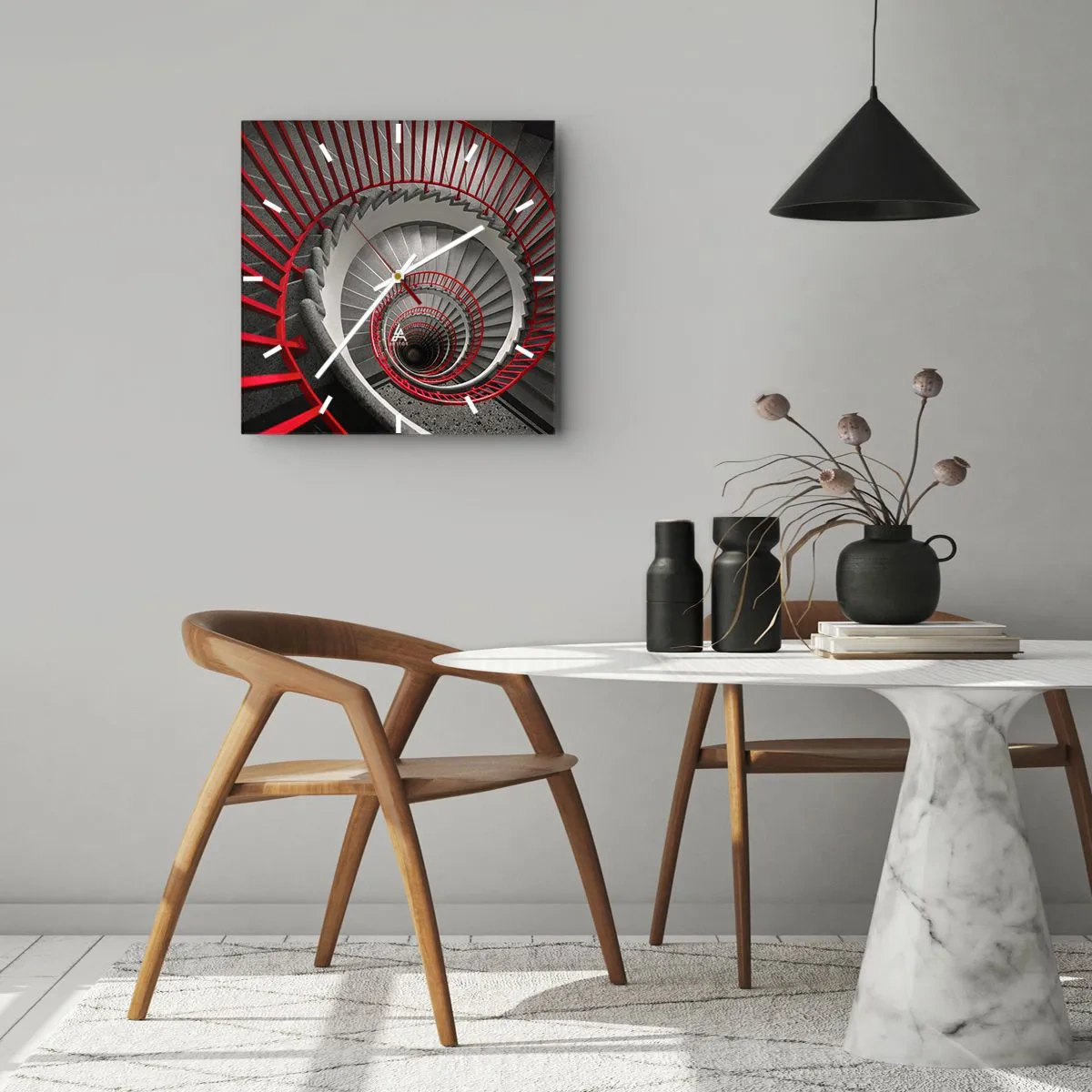 Ceas de perete - Ceas pe sticlă - Jocuri arhitecturale - 40x40 cm