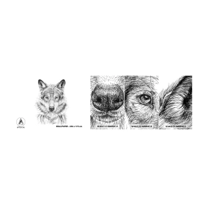 Mostră de Tapet Standard Eco - Un lider înnăscut - Lup, Schiță, scandinav - 100x30 cm