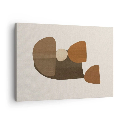Tablou pe pânză Canvas - Compoziție abstractă în nuanțe de maro și bej - 70x50cm - Compoziție în bronz - Decorațiune modernă pentru perete pentru living și dormitor ARTTOR