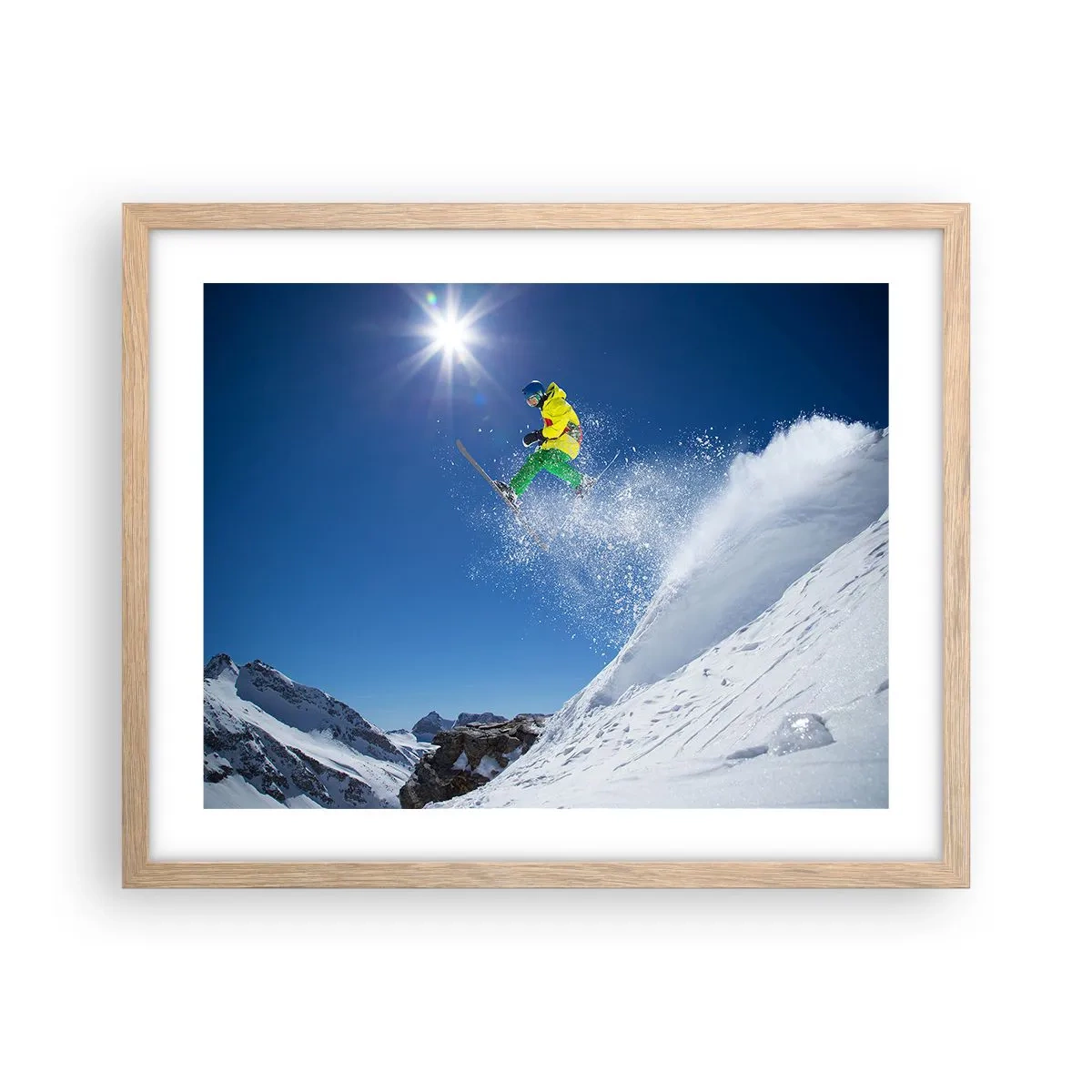 Poster în ramă de stejar deschis - Dansând cu munții - 50x40 cm