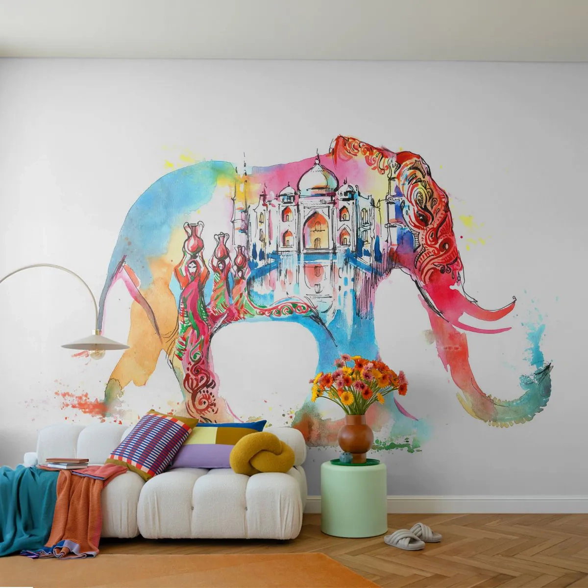 Tapet Autoadeziv Deluxe Sticker - India - aura iubirii - Abstracția, Elefant, India - 250x175 cm