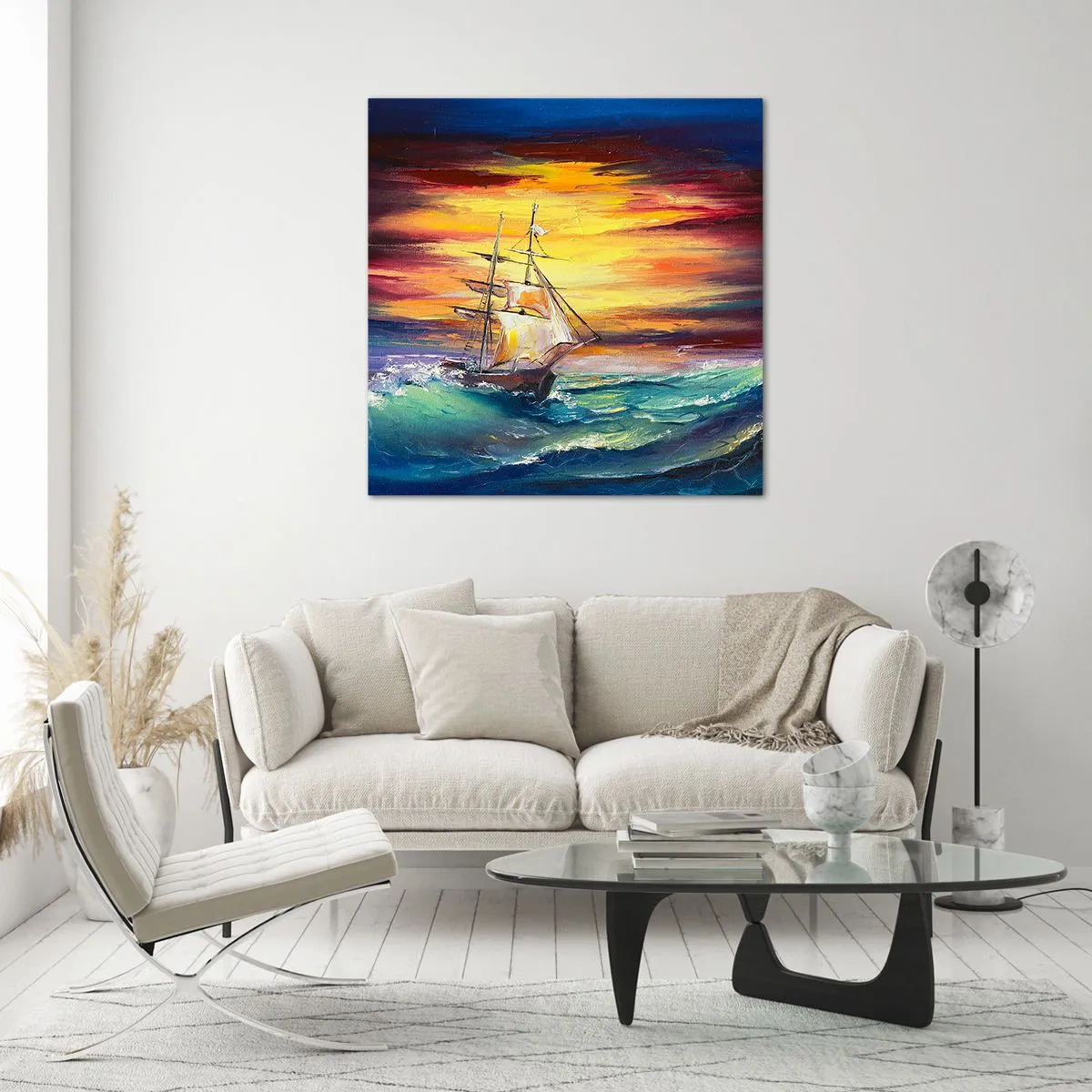 Tablou pe sticlă - Înfruntând valurile - 70x70 cm