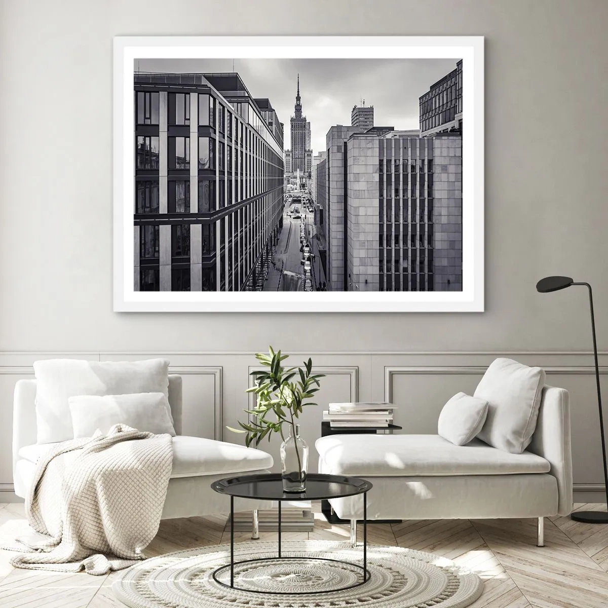 Poster în ramă albă - Vale citadină din Varșovia - 100x70 cm