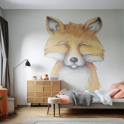 Tapet Premium Canvas - Mofturi de vulpe - Pentru copii, Vulpe, Prietenie - 350x256 cm