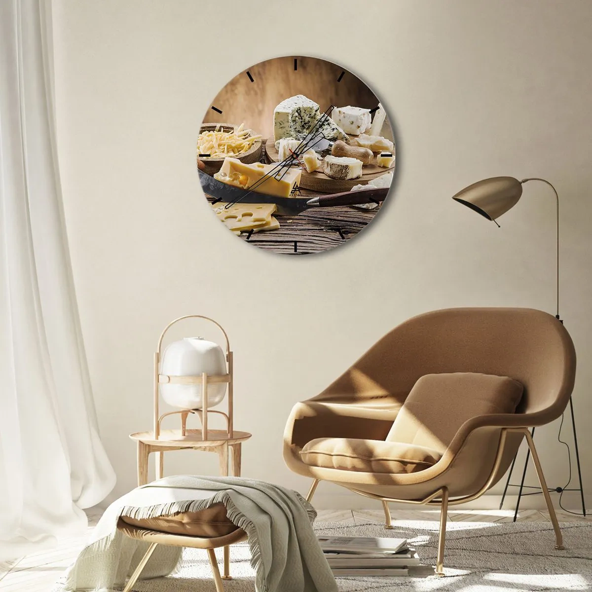 Ceas de perete - Ceas pe sticlă - Zâmbește - 40x40 cm