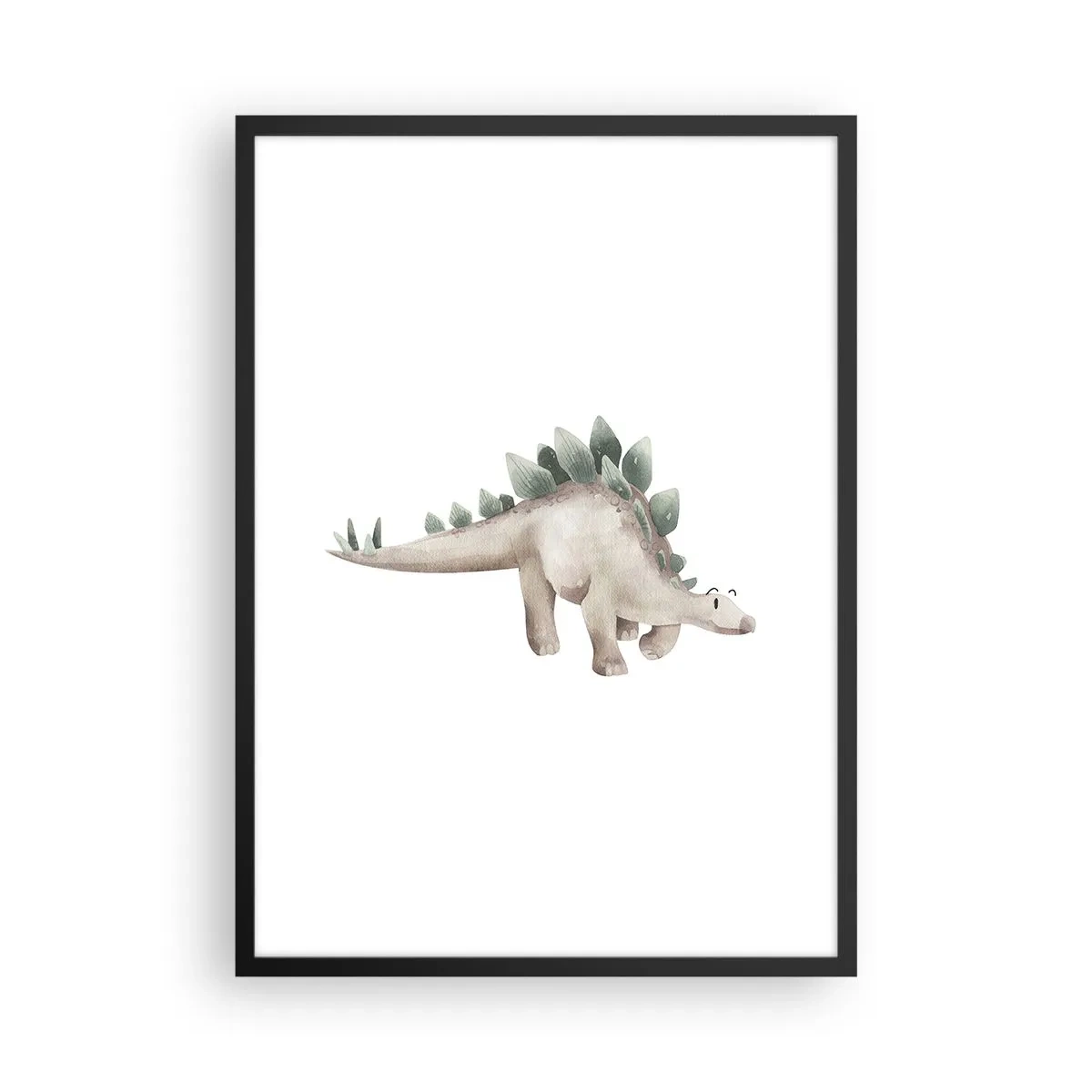 Poster în ramă neagră - Dinozaur în acuarelă într-un stil minimalist - 50x70cm - Prietenul tău - Decorațiune modernă pentru perete pentru living și dormitor ARTTOR