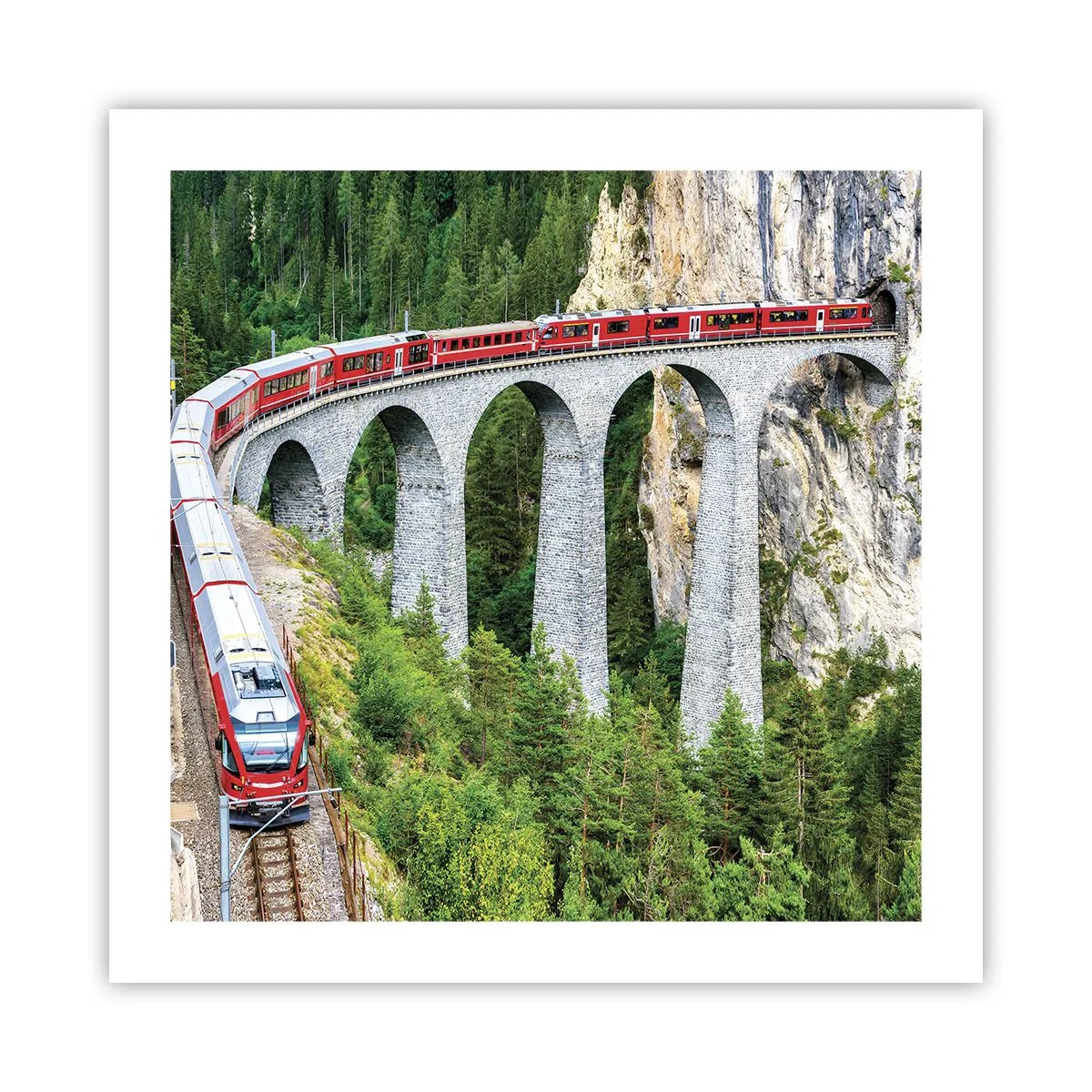Poster - Cu trenul prin munți - 50x50 cm