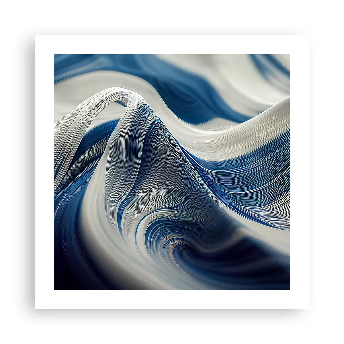 Poster - Fluiditate de albastru și alb - 50x50 cm
