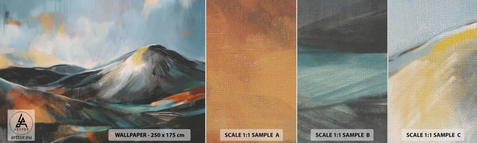 Mostră tapet Premium Canvas - Dure și frumoase - Bucată, Munţi, Peisaj - 100x30 cm