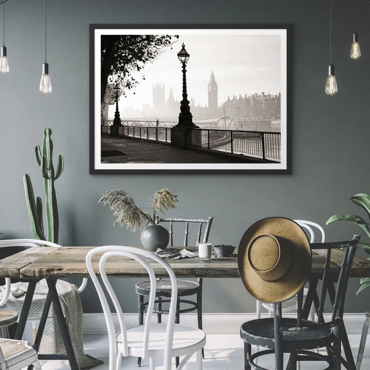 Poster în ramă neagră - Londra de dimineața - 70x50 cm