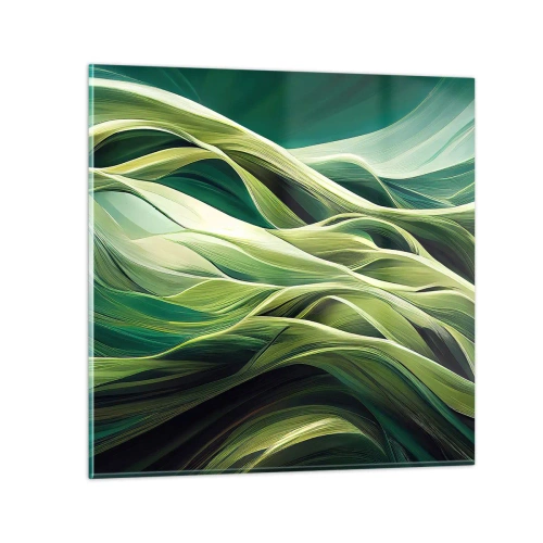 Tablou pe sticlă - Un joc abstract de verde - 30x30 cm