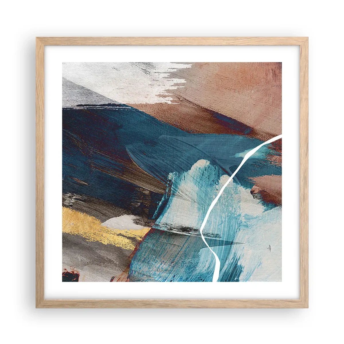 Poster în ramă de stejar deschis - Cu fler și energie - 50x50 cm