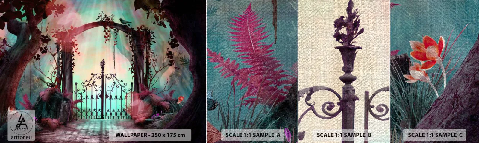 Mostră tapet Premium Canvas - Grădina secretă - Fantezie, Gradina secreta, Basm - 100x30 cm