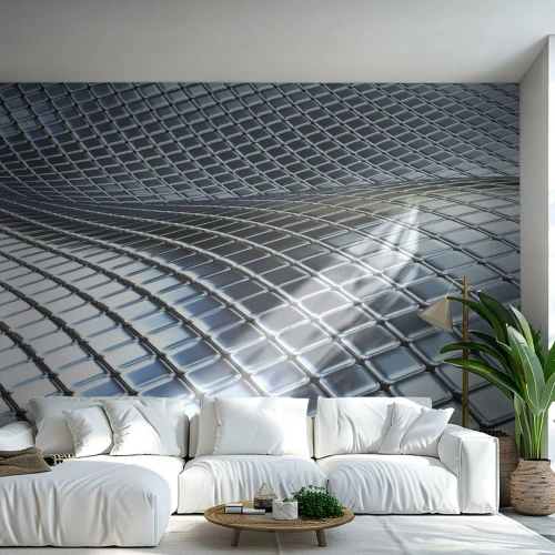 Tapet Standard Eco - Val metalic argintiu - Abstracția, Grafică, Bucată - 200x140 cm