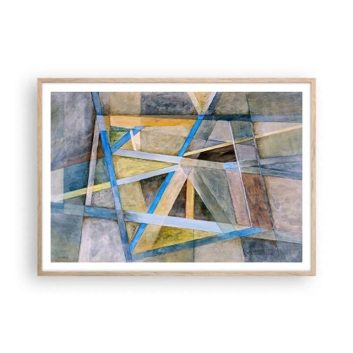 Poster în ramă de stejar deschis - Drept sau de-a curmezișul? - 100x70 cm