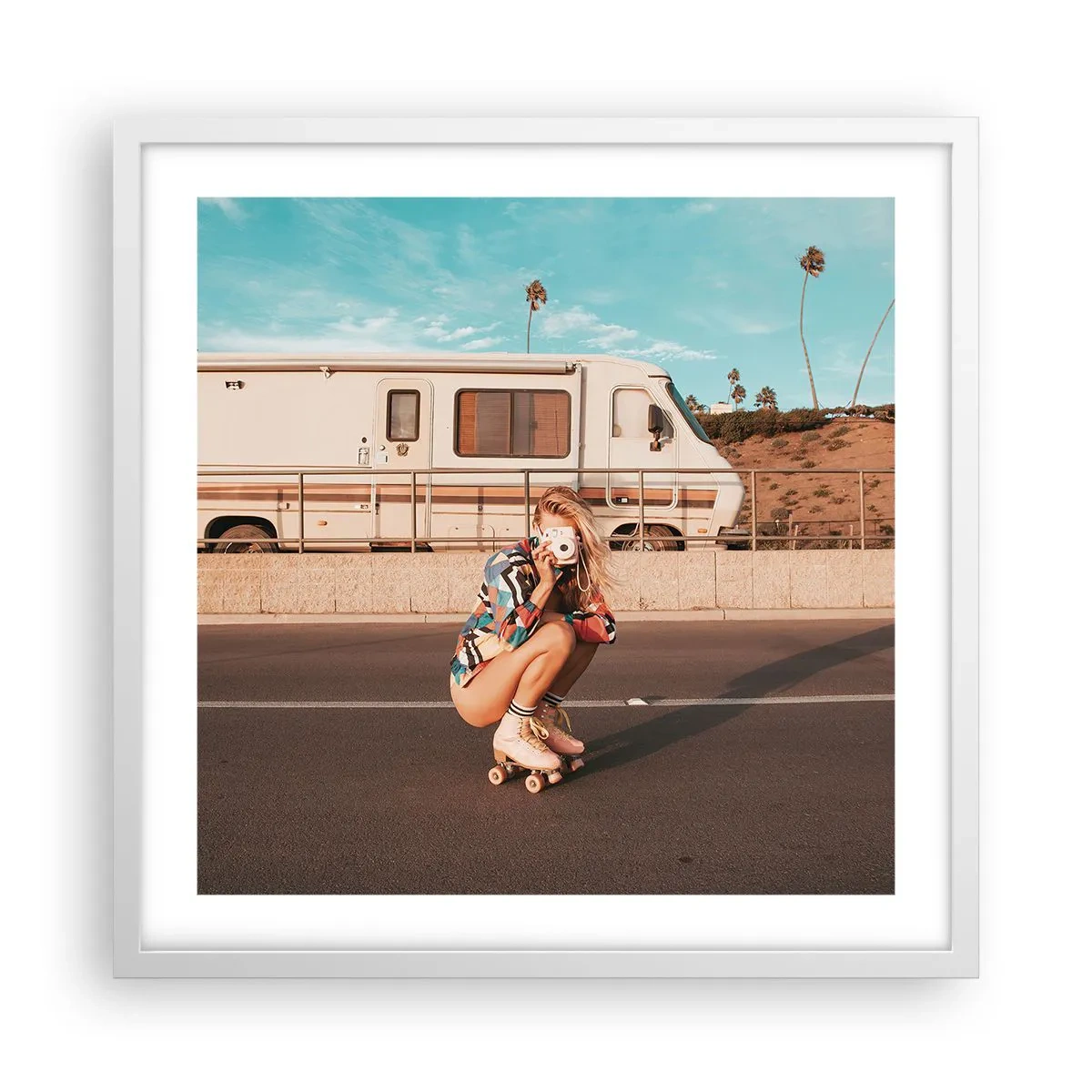 Poster în ramă albă - Zâmbiți, vă rog! - 50x50 cm