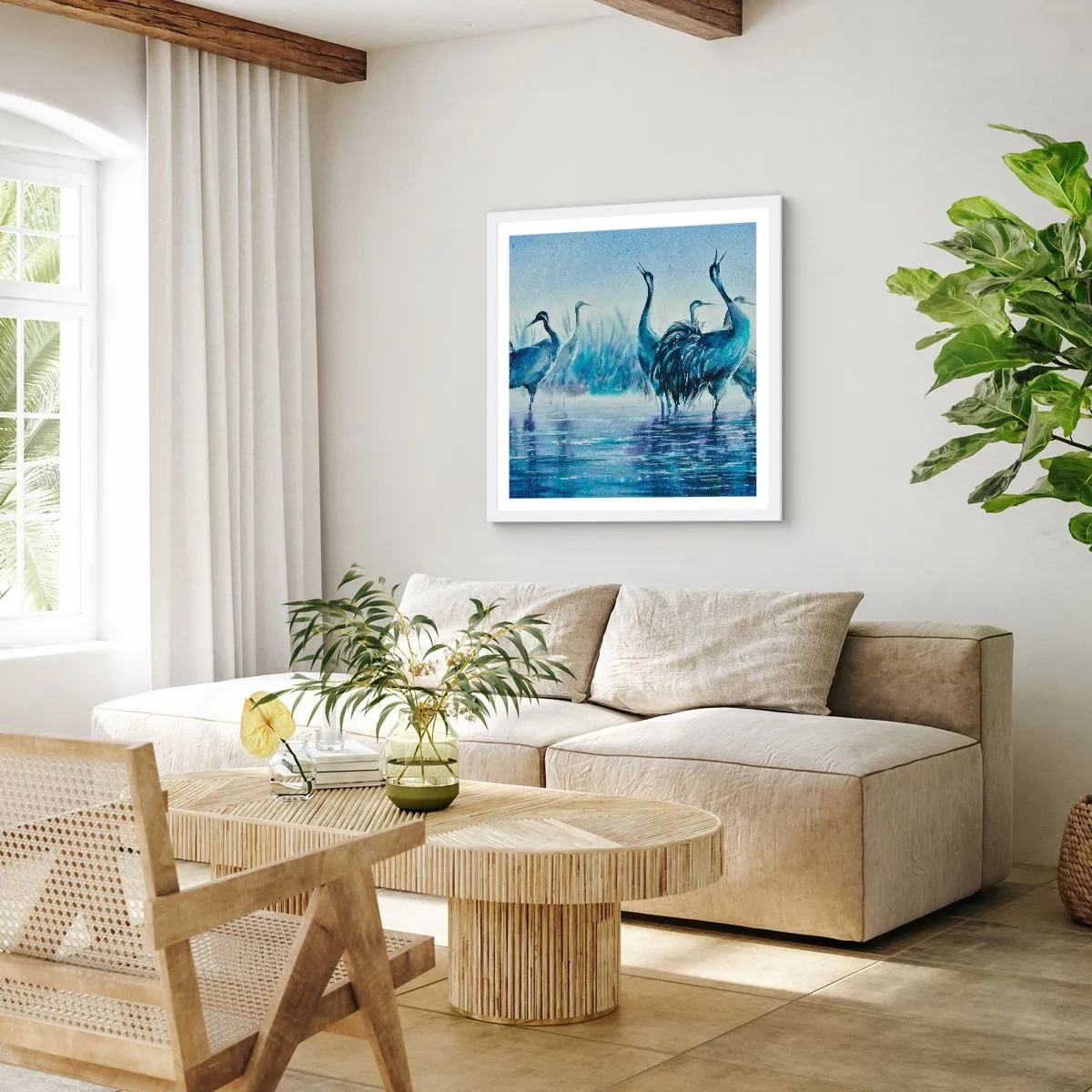 Poster în ramă albă - Întâlnirea de dimineață - 50x50 cm