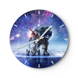 Ceas de perete - Ceas pe sticlă - Un astronaut pe fundalul unei galaxii cosmice în culori intense. - 30x30cm - Cerul înstelat de deasupra mea - Decorațiune modernă pentru perete pentru living, bucătărie și dormitor ARTTOR