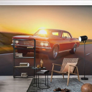 Tapet Premium Sand - Tentația este roșie - Mașină, excursie, Epocă - 250x175 cm