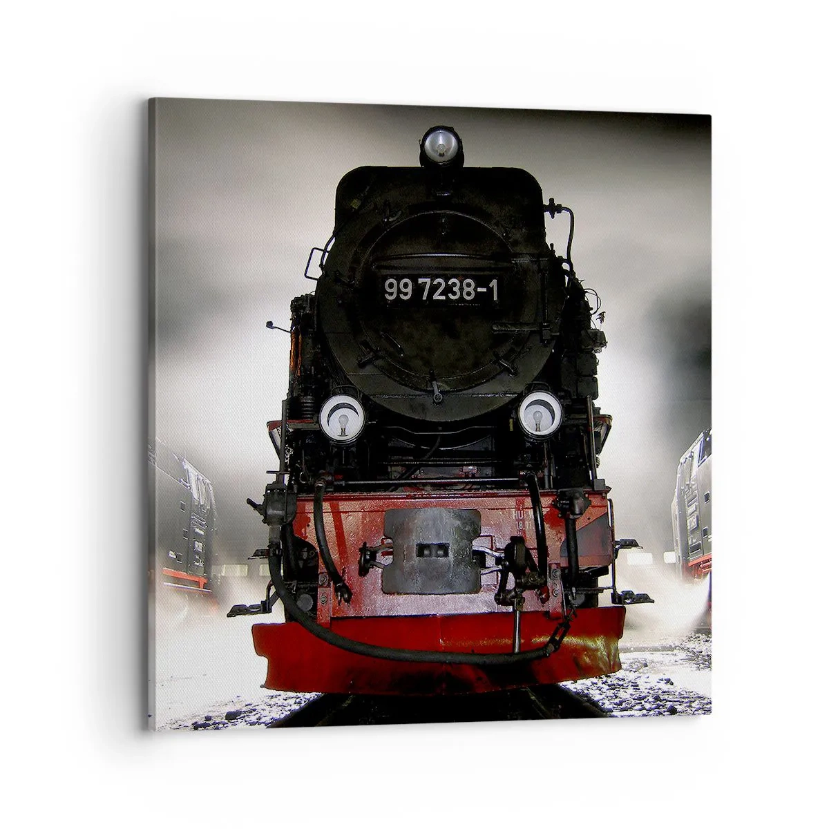 Tablou pe pânză - Stă și pufuie, geme și suflă... - 70x70 cm